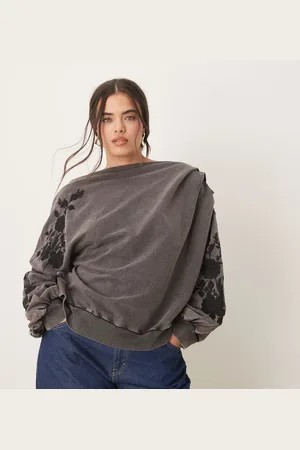 ASOS ASOS DESIGN Curve - offshoulder sweatshirt med broderi