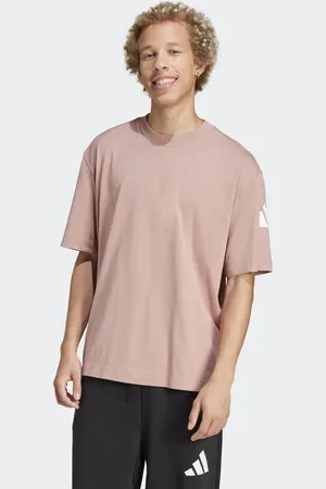 adidas Essentials - Løstsiddende lerfarvet T-shirt med hvidt logo-Orange