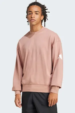 adidas Essentials - Løstsiddende lerfarvet sweatshirt med hvidt logo-Orange