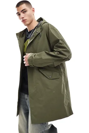 Pretty Green Kakigrøn longline-parka med logomærke på armen