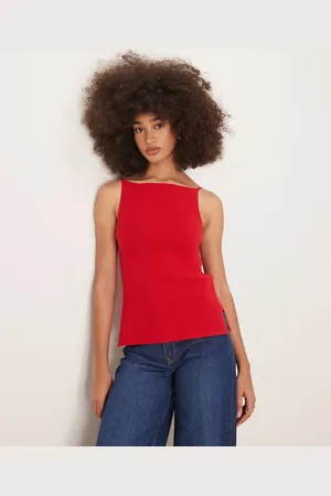 Abercrombie & Fitch Strikket tanktop med høj hals og slidser i siderne