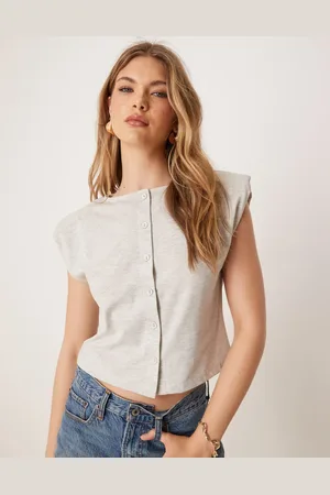 ASOS Ærmeløs tanktop med knapper og skulderpuder