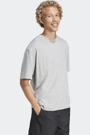 adidas Essentials - Løstsiddende gråmeleret T-shirt med sort logo