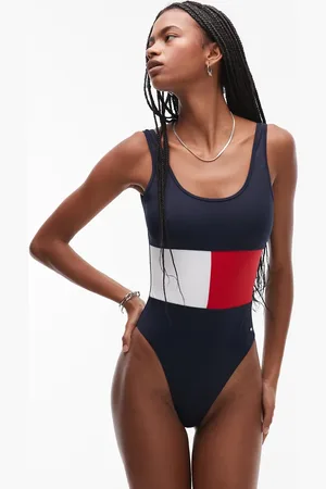 Tommy Hilfiger Marineblå badedragt med flagdetalje