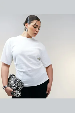 ASOS ASOS DESIGN Curve - løstsiddende T-shirt med korset-talje og tesktur