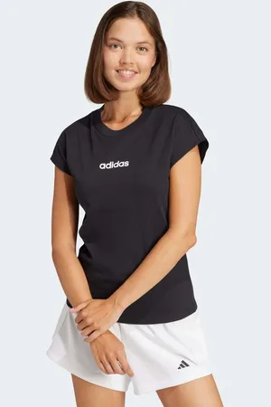 adidas Essentials - Sort T-shirt med hvidt logo i bomuld