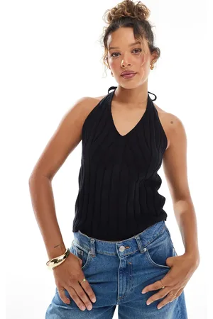 ASOS Overdel med halterneck i bred ribstrik