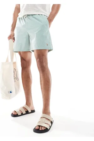 Ralph Lauren Traveler - Badeshorts med ikonlogo og grønne striber i bæk-og-bølge-stof i klassisk pasform