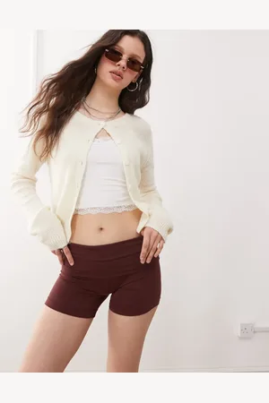 Miss Selfridge Chokoladebrune shorts med foldet linning-Multifarvet