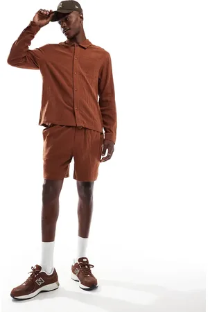 Another Influence Terrakottafarvede shorts i gazestof i afslappet pasform - Del af sæt-Orange