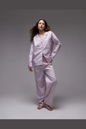 MANGO Pink pyjamasbukser med vide ben i bomuld - Del af sæt