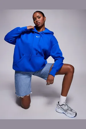 Nike Phoenix Fleece - Blå oversized hættetrøje