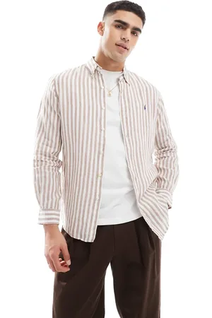 Ralph Lauren Hørskjorte med logoikon og striber i custom fit-Neutral
