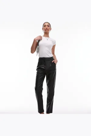 Topshop Sorte peg-bukser i imiteret læder