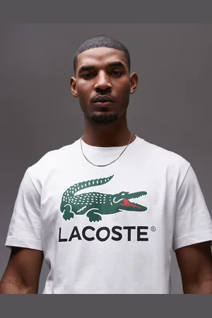 Lacoste T-shirt med stort, klassisk logo og krokodilleprint