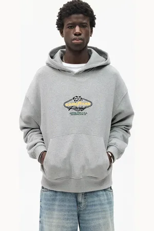 Pull&Bear Grå sweatshirt med hætte og licenseret Good Year-print