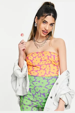 COLLUSION Bandeau-playsuit med blomsterprint i