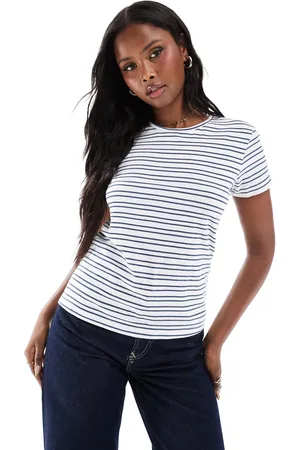 Daisy Street Blå og hvid baby-T-shirt med striber