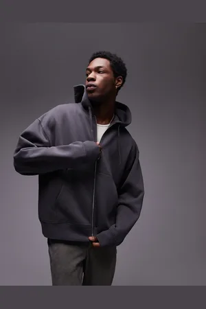 Topman Oversized hættetrøje med gennemgående lynlås