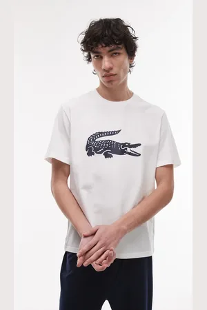 Lacoste Loungewear - Hvidt og marineblåt pyjamassæt med logoprint