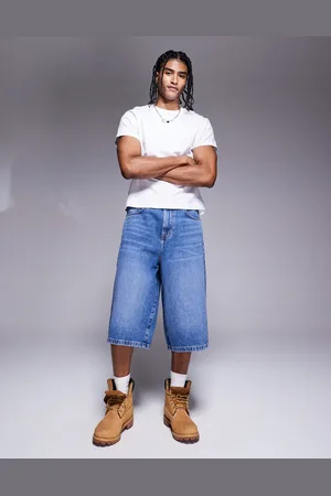 ASOS Mellemvasket blå jorts i denim i længere længde