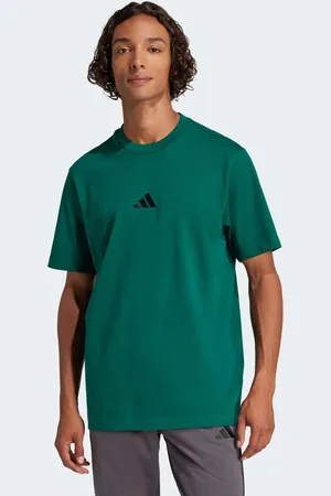 adidas Essentials - Mørkegrøn T-shirt med lille sort logo i jersey