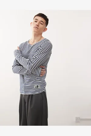 Cheap Monday X Landon Barker - Langærmet T-shirt med print på ryggen og sort/hvide striber