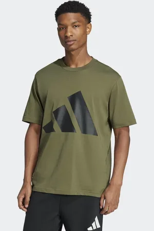 adidas Essentials - Olivengrøn T-shirt med stort sort logo
