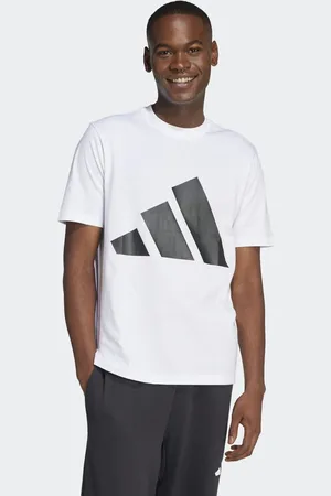 adidas Essentials - Hvid T-shirt med stort sort logo