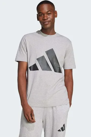 adidas Essentials - Gråmeleret T-shirt med stort sort logo