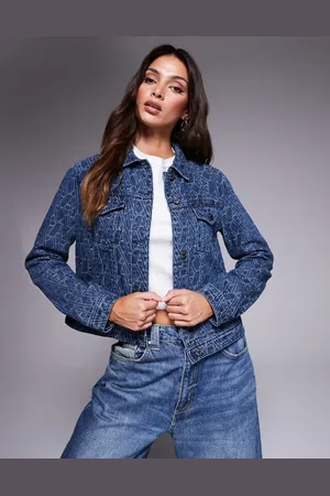 Armani Exchange Mellemblå denimjakke med monogram