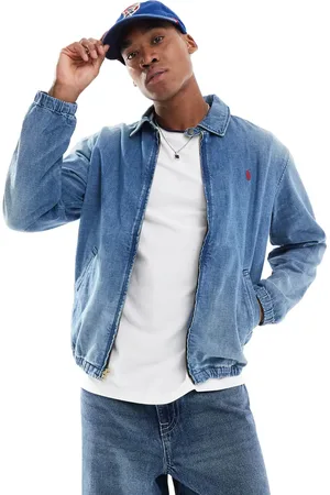 Ralph Lauren Bayport - Blå harrington-jakke med ikonlogo i denim