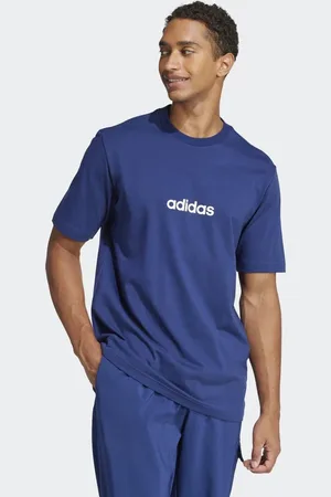 adidas Essentials - Mørkeblå T-shirt med hvidt logoprint i jersey