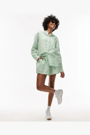 Lacoste Bermuda-shorts med grønne og hvide striber - Del af sæt