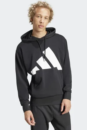 adidas Essentials - Sort hættetrøje med frotté-for og stort hvidt logo