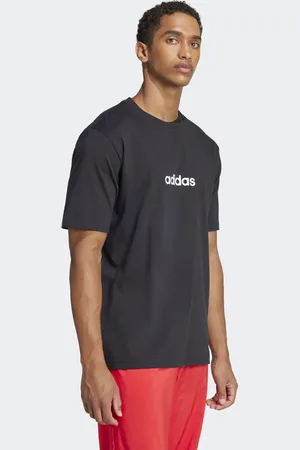 adidas Essentials - Sort T-shirt med hvidt logo i jersey