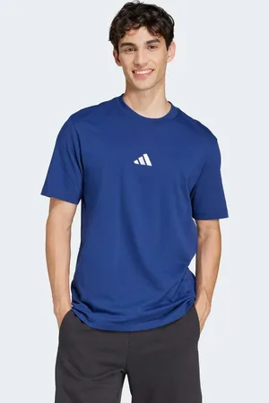 adidas Essentials - Mørkeblå T-shirt med lille hvidt logo i jersey