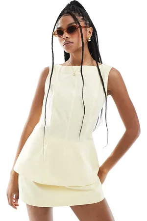 ASOS Tætsiddende lysegul longline-top i hørlook - Del af sæt