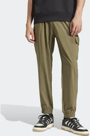 adidas Essentials - Olivengrønne cargobukser med lille sort logo