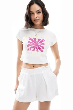 ASOS Hvide shorts i hørlook - Del af sæt