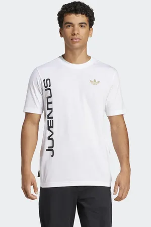 adidas Hvid T-shirt med Juventus-print og guldfarvede detaljer