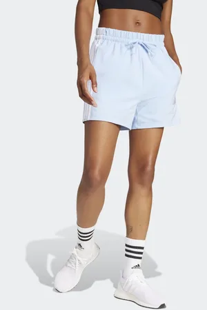 adidas Essentials - Lyseblå shorts med 3 hvide striber i bomuld