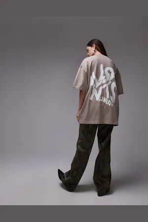 AllSaints Orlando - Gråbrun T-shirt med print på ryggen-Neutral