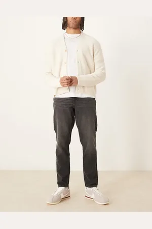 ASOS Tapered jeans i forvasket sort