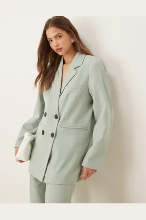 Y.A.S Skræddersyet og dobbeltradet blazer i bleg grøn med oversized pasform - Del af sæt