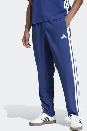 adidas Essentials - Stanford - Mørkeblå bukser med 3 hvide striber og åbne kanter
