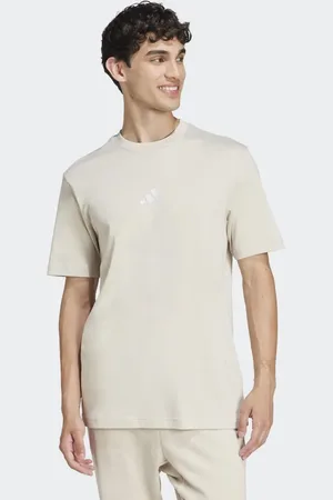 adidas Essentials - Beige T-shirt med lille hvidt logo i jersey-Neutral