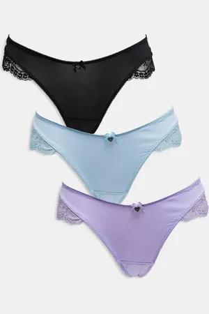 Boux Avenue Stella - Flerfarvede G-strenge i satin og blondemateriale i pakke med 3 par