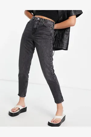 Topshop Original Mom-jeans i forvasket sort