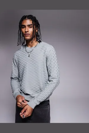 Armani Exchange Mørkegrå trøje med tekstur, rund hals og logo